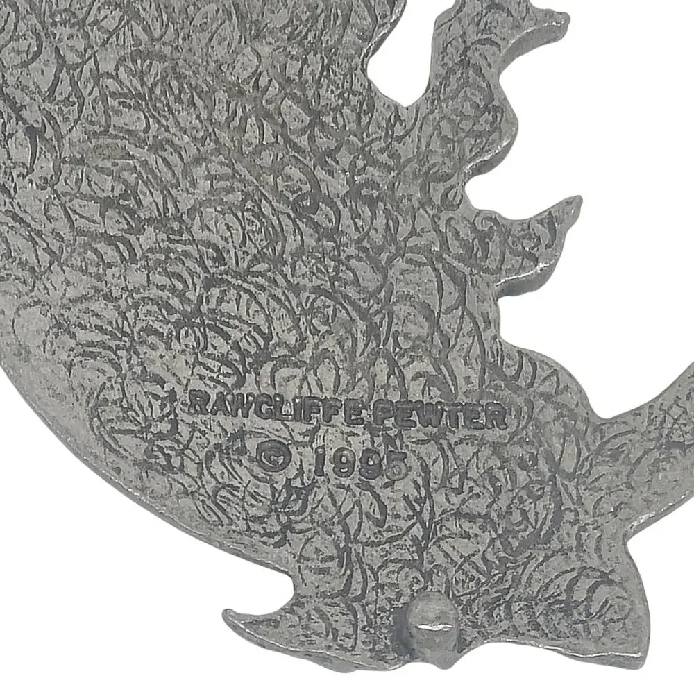 Vtg 1995 Rawcliffe Pewter Angel Crescent Moon Under Christmas Star Ornament CL15